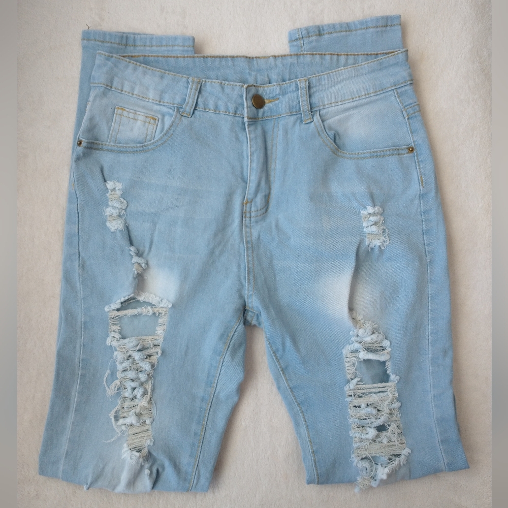Light Blue Distressed Women's Jeans